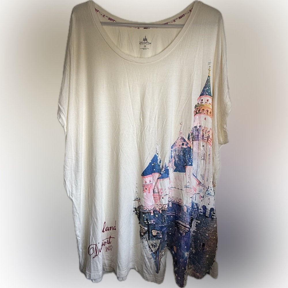 Disney Parks Disneyland Resort 2017 Castle Ivory Shirt Women's Plus Size 2X